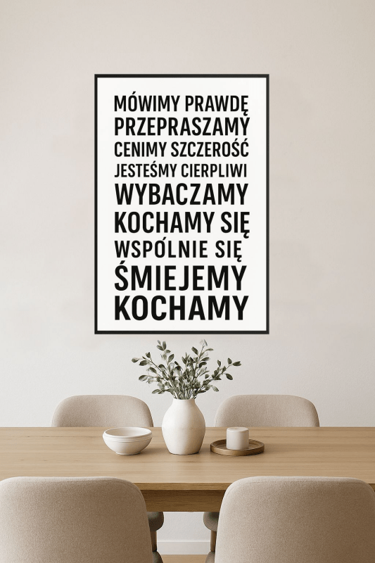 Plakat z wartościami rodzinnymi "W tym domu..." do druku
