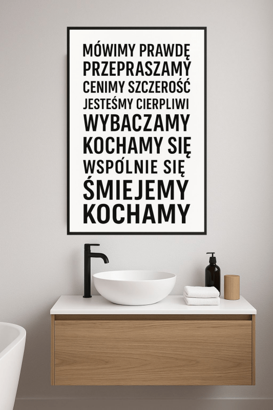 Plakat z wartościami rodzinnymi "W tym domu..." do druku