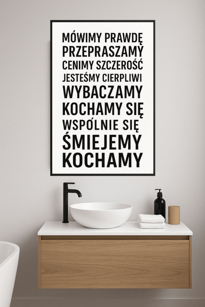 Plakat z wartościami rodzinnymi "W tym domu..." do druku