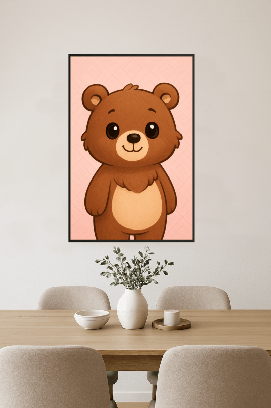 Uroczy Rysunkowy Niedźwiedź - Plakat Artystyczny - CasaNookDecor