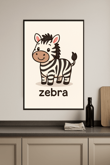 Uroczy Wzór Zebry w Stylu Kreskówkowym - CasaNookDecor