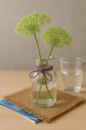 Wazon Szklany Z Zielonymi Kwiatami - CasaNookDecor