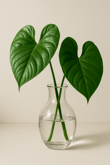 Wazon Szklany Z Zielonymi Liśćmi - CasaNookDecor