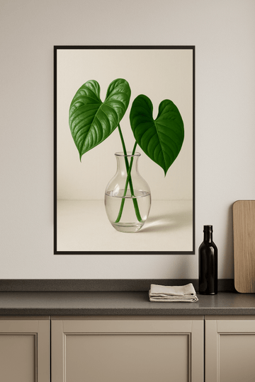 Wazon Szklany Z Zielonymi Liśćmi - CasaNookDecor