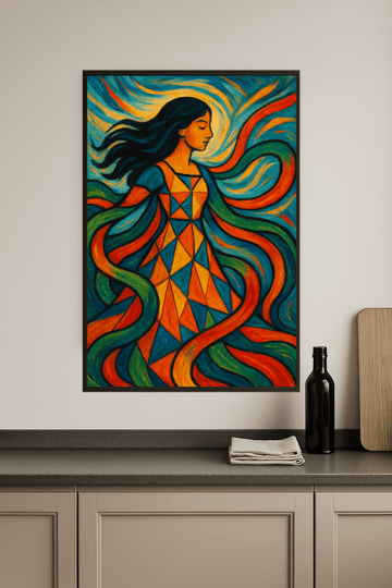 Wibrująca Kobieta W Kolorowej Sukience - CasaNookDecor
