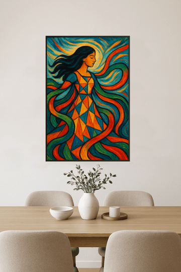 Wibrująca Kobieta W Kolorowej Sukience - CasaNookDecor