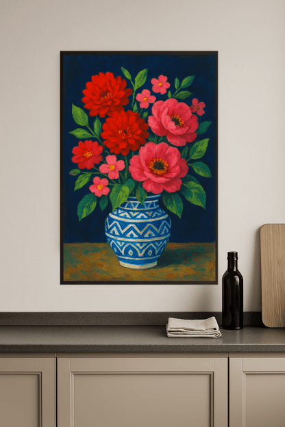 Wibrująca Sztuka Wazonu z Kwiatami - CasaNookDecor