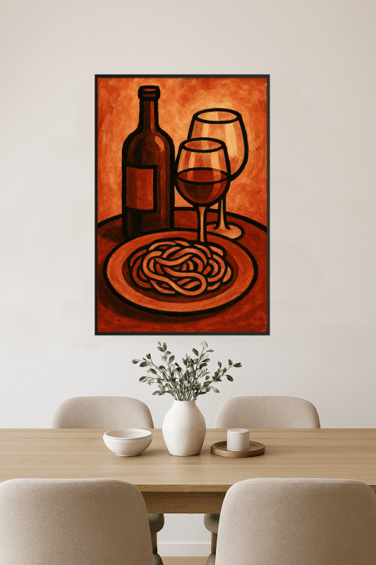 Wino I Makaron Martwa Natura - CasaNookDecor