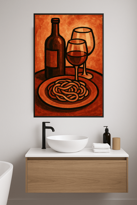 Wino I Makaron Martwa Natura - CasaNookDecor
