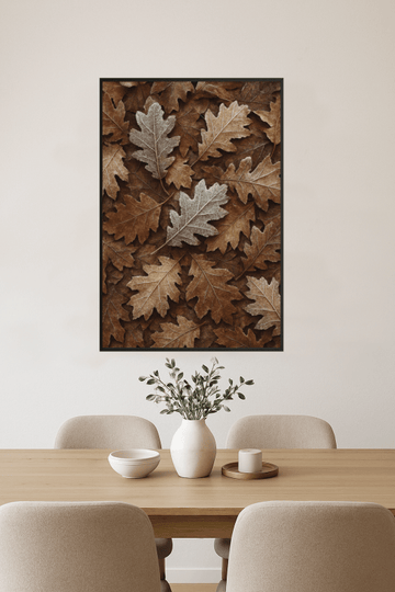 Zamrożone Dębowe Liście - CasaNookDecor – plakat do druku