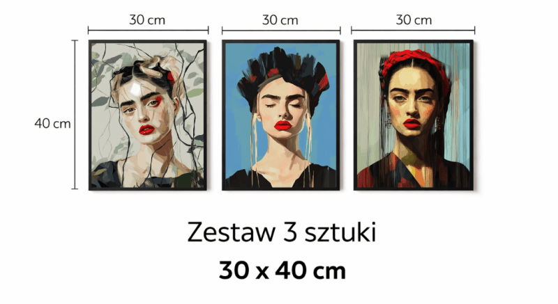 Zestaw 3 plakatów w ramie – Line Art Kobieta 30x40 cm - CasaNookDecor