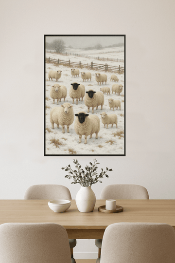 Zimowe Owce W Śnieżnym Krajobrazie - CasaNookDecor
