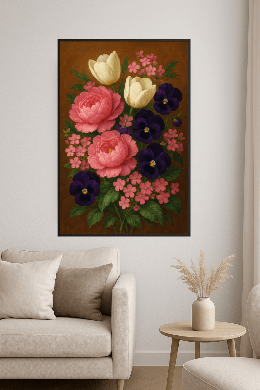 Żywy bukiet kwiatowy – wydruk artystyczny - CasaNookDecor