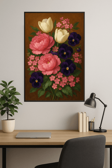 Żywy bukiet kwiatowy – wydruk artystyczny - CasaNookDecor