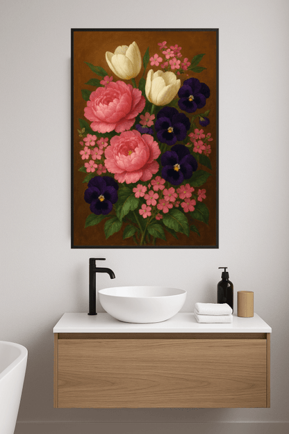 Żywy bukiet kwiatowy – wydruk artystyczny - CasaNookDecor