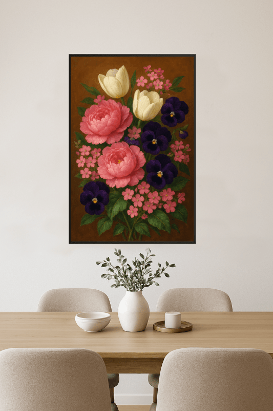 Żywy bukiet kwiatowy – wydruk artystyczny - CasaNookDecor