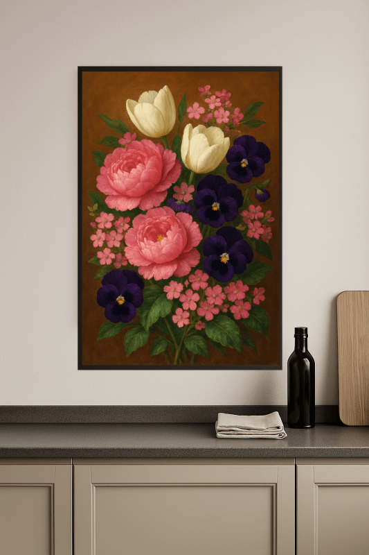 Żywy bukiet kwiatowy – wydruk artystyczny - CasaNookDecor